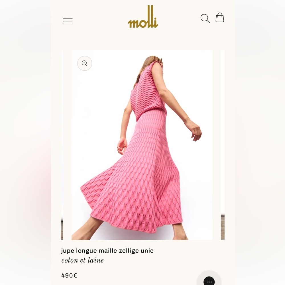 Molli made in France knit midi skirt in size S.